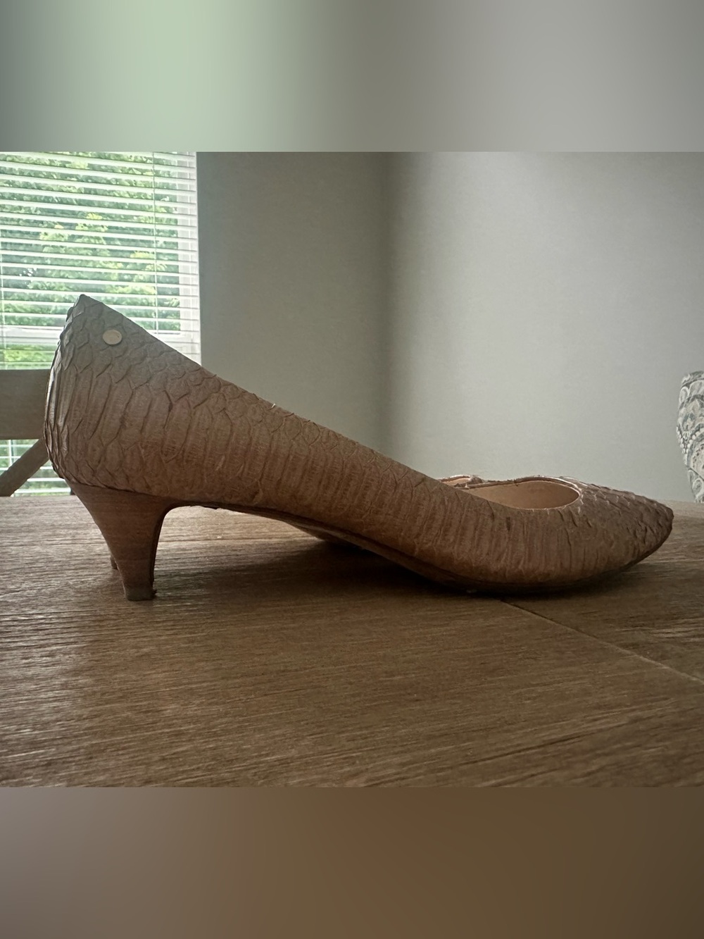 Coach Textured Light Brown Kitten Heel Pump